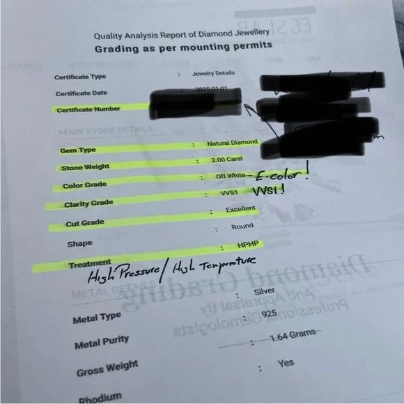 2.025CT Certifed Diamond Stud Earrings. 14k Plated white Gold on Silver 925 - Picture 3 of 4